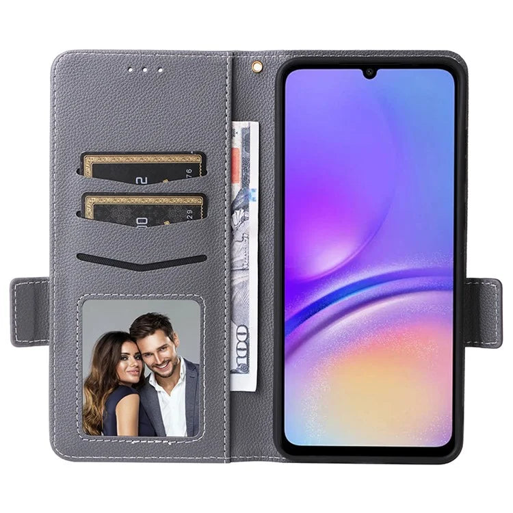 For Samsung Galaxy A05 4G Case Litchi Texture Cell Phone Leather Cover with Strap