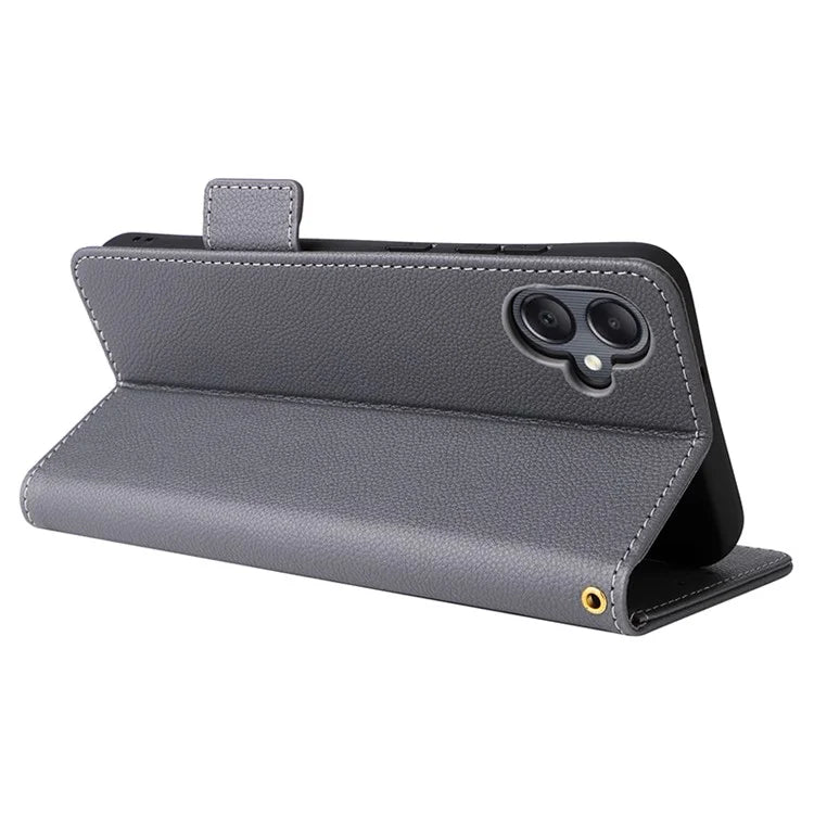For Samsung Galaxy A05 4G Case Litchi Texture Cell Phone Leather Cover with Strap