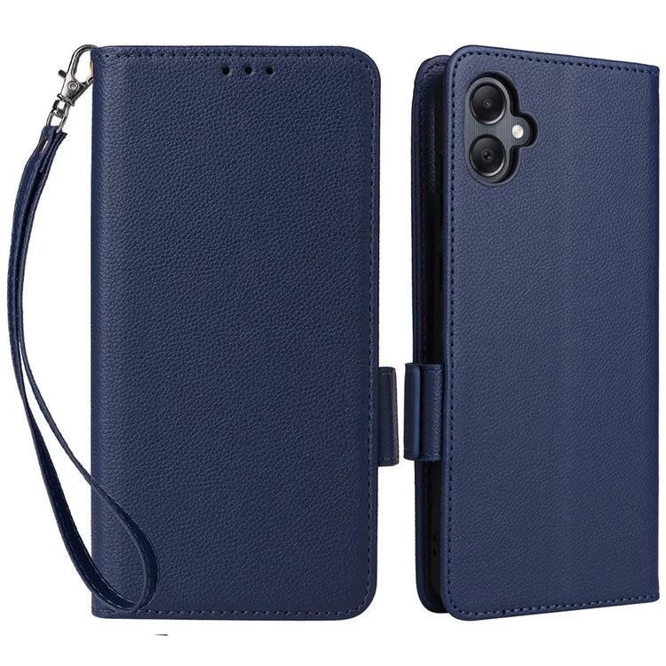 For Samsung Galaxy A05 4G Case Litchi Texture Cell Phone Leather Cover with Strap
