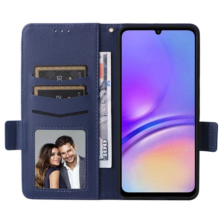 For Samsung Galaxy A05 4G Case Litchi Texture Cell Phone Leather Cover with Strap