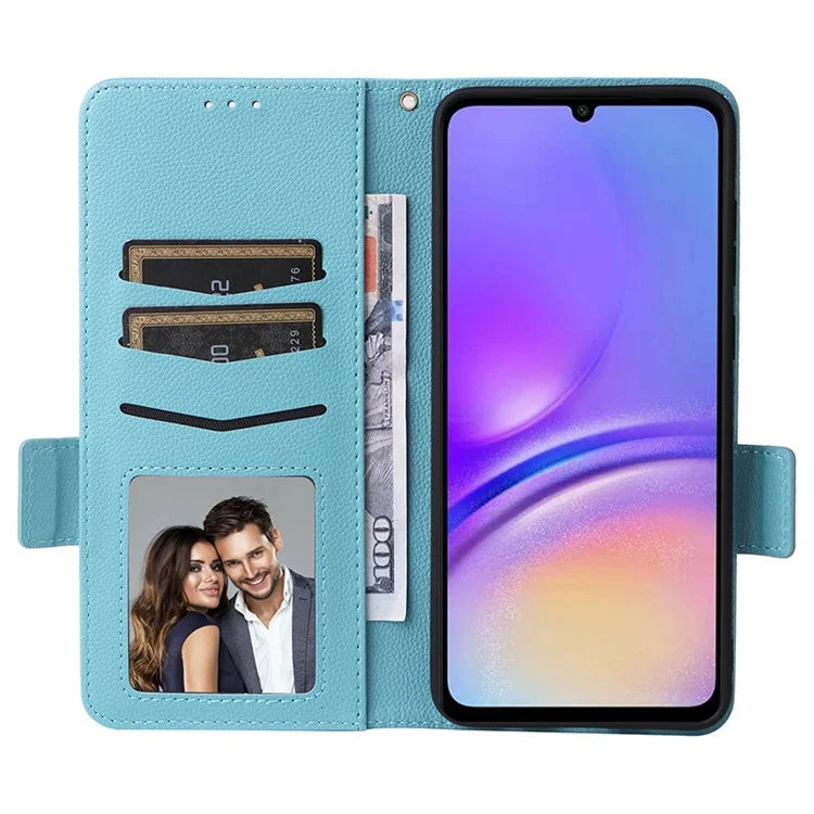 For Samsung Galaxy A05 4G Case Litchi Texture Cell Phone Leather Cover with Strap