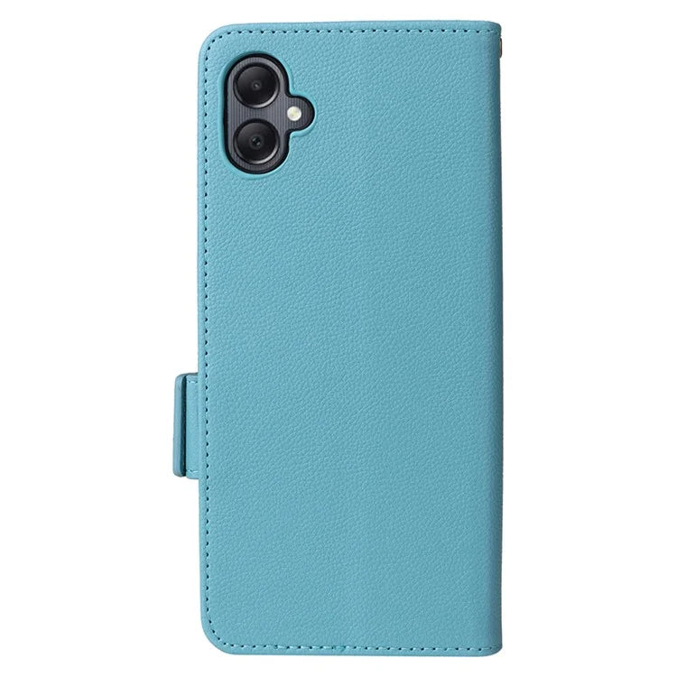 For Samsung Galaxy A05 4G Case Litchi Texture Cell Phone Leather Cover with Strap