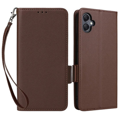 For Samsung Galaxy A05 4G Case Litchi Texture Cell Phone Leather Cover with Strap