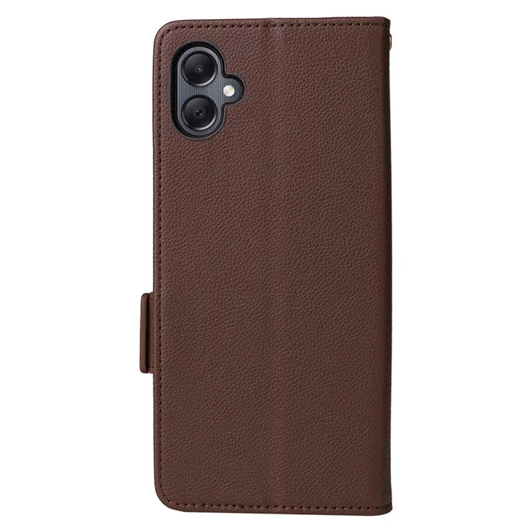 For Samsung Galaxy A05 4G Case Litchi Texture Cell Phone Leather Cover with Strap