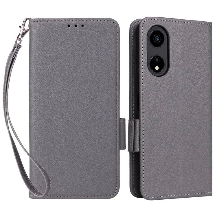 For Honor X5 Plus / Play 40C 5G Case Litchi Texture Flip Phone Shell Leather Cover with Strap