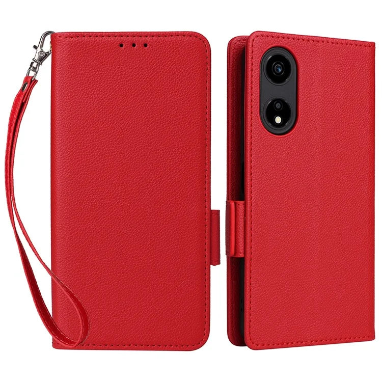 For Honor X5 Plus / Play 40C 5G Case Litchi Texture Flip Phone Shell Leather Cover with Strap