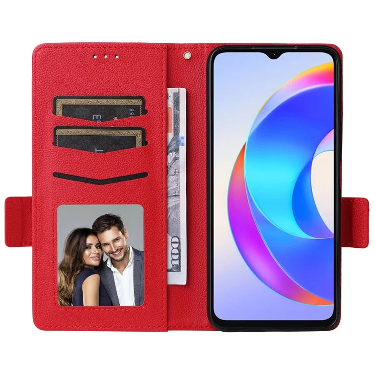 For Honor X5 Plus / Play 40C 5G Case Litchi Texture Flip Phone Shell Leather Cover with Strap