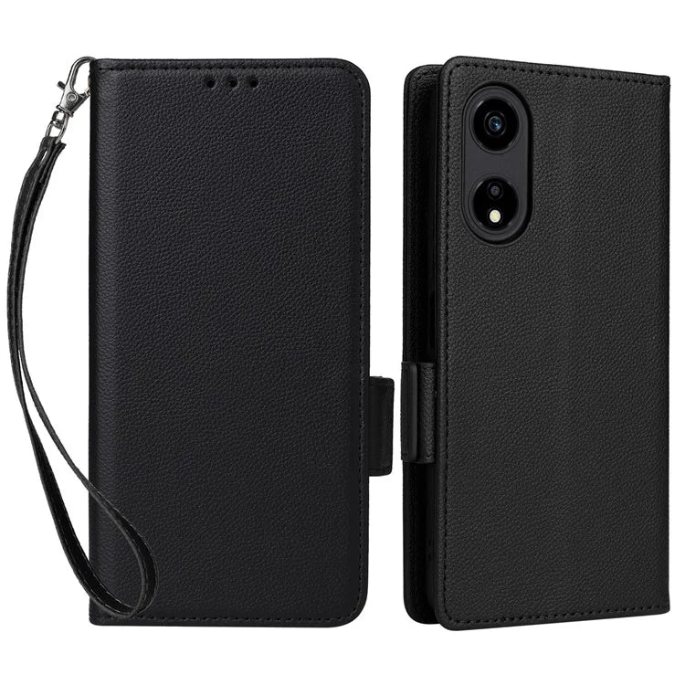 For Honor X5 Plus / Play 40C 5G Case Litchi Texture Flip Phone Shell Leather Cover with Strap