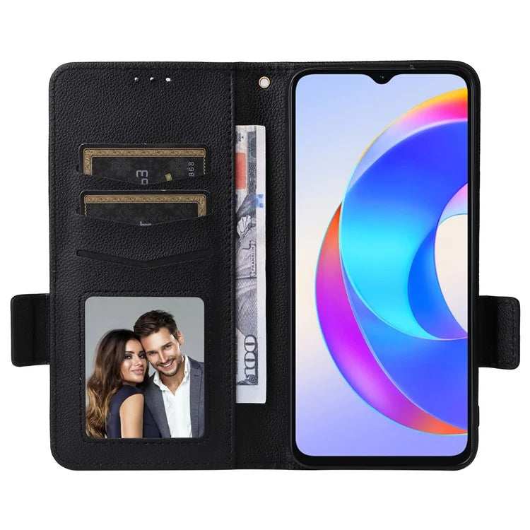 For Honor X5 Plus / Play 40C 5G Case Litchi Texture Flip Phone Shell Leather Cover with Strap