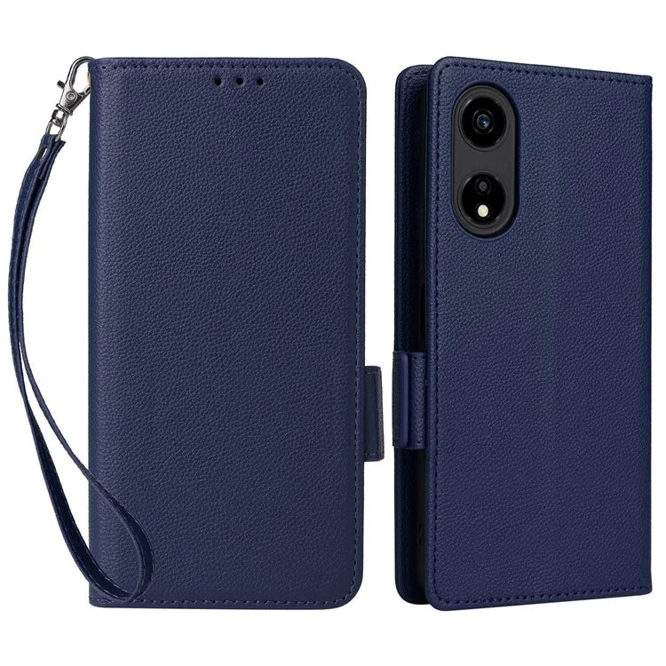 For Honor X5 Plus / Play 40C 5G Case Litchi Texture Flip Phone Shell Leather Cover with Strap