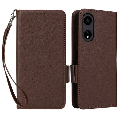 For Honor X5 Plus / Play 40C 5G Case Litchi Texture Flip Phone Shell Leather Cover with Strap