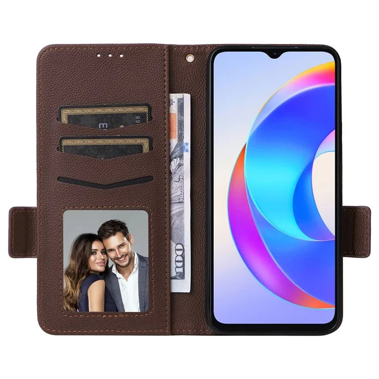 For Honor X5 Plus / Play 40C 5G Case Litchi Texture Flip Phone Shell Leather Cover with Strap