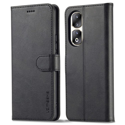 LC.IMEEKE For Honor 90 Pro Case PU Leather+TPU Calf Texture Phone Cover
