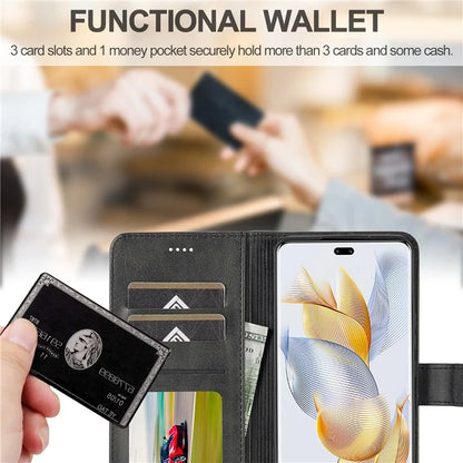 LC.IMEEKE For Honor 90 Pro Case PU Leather+TPU Calf Texture Phone Cover