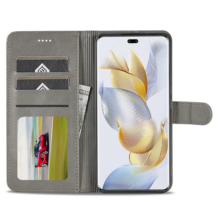 LC.IMEEKE For Honor 90 Pro Case PU Leather+TPU Calf Texture Phone Cover