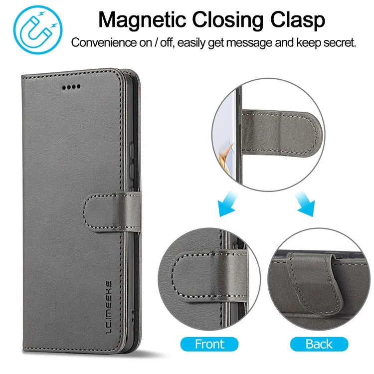 LC.IMEEKE For Honor 90 Pro Case PU Leather+TPU Calf Texture Phone Cover