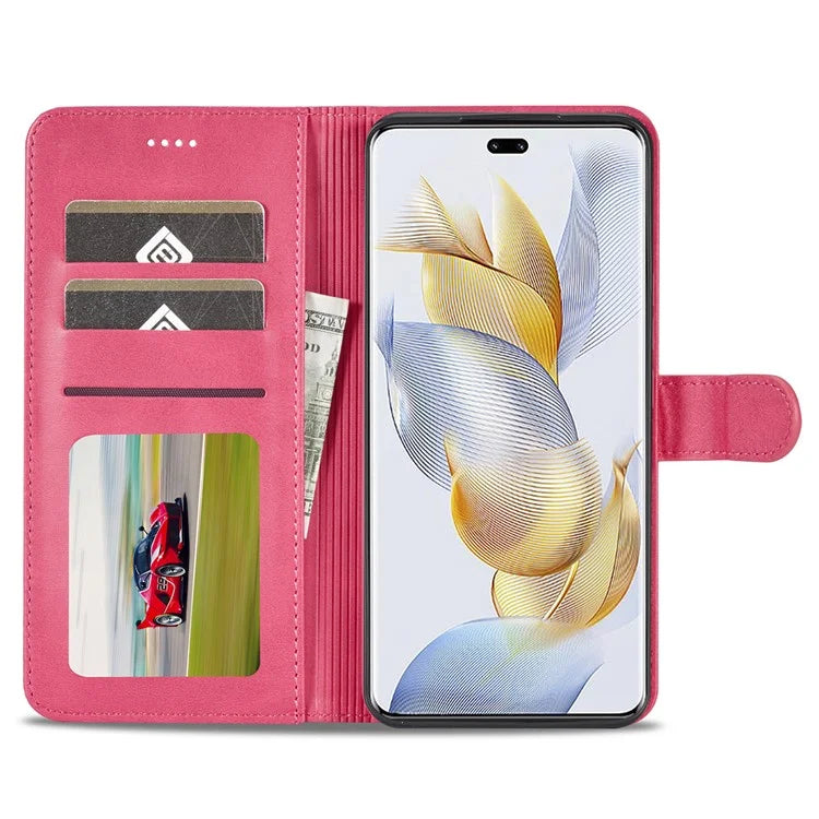 LC.IMEEKE For Honor 90 Pro Case PU Leather+TPU Calf Texture Phone Cover