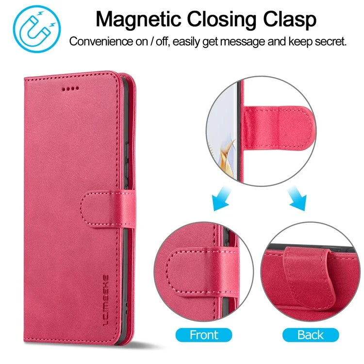 LC.IMEEKE For Honor 90 Pro Case PU Leather+TPU Calf Texture Phone Cover