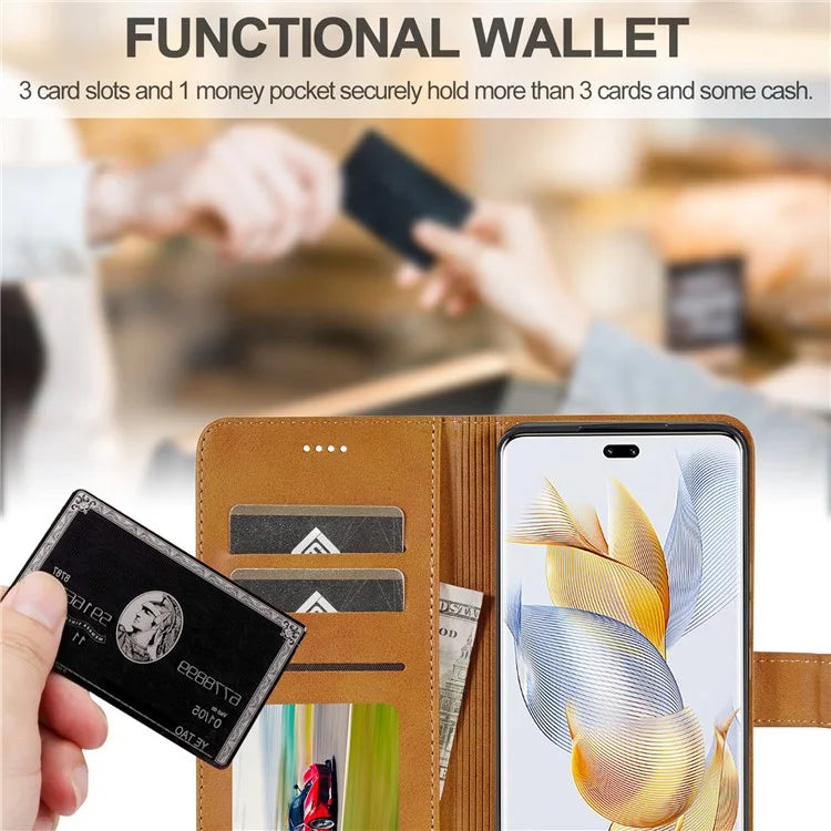 LC.IMEEKE For Honor 90 Pro Case PU Leather+TPU Calf Texture Phone Cover