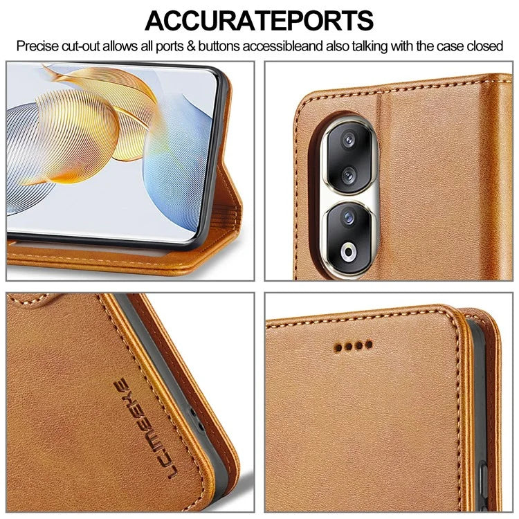 LC.IMEEKE For Honor 90 Pro Case PU Leather+TPU Calf Texture Phone Cover