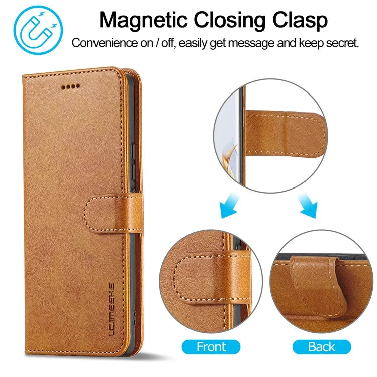 LC.IMEEKE For Honor 90 Pro Case PU Leather+TPU Calf Texture Phone Cover
