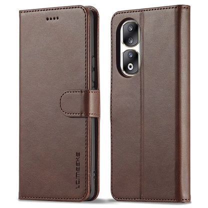 LC.IMEEKE For Honor 90 Pro Case PU Leather+TPU Calf Texture Phone Cover