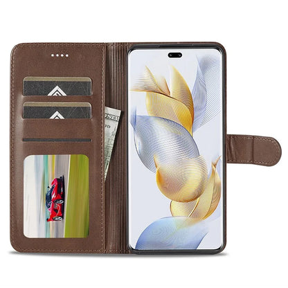 LC.IMEEKE For Honor 90 Pro Case PU Leather+TPU Calf Texture Phone Cover