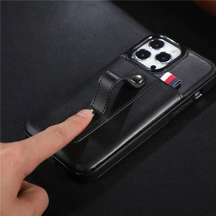For iPhone 15 Pro Case Hand Strap Kickstand Phone Cover with Card Holder