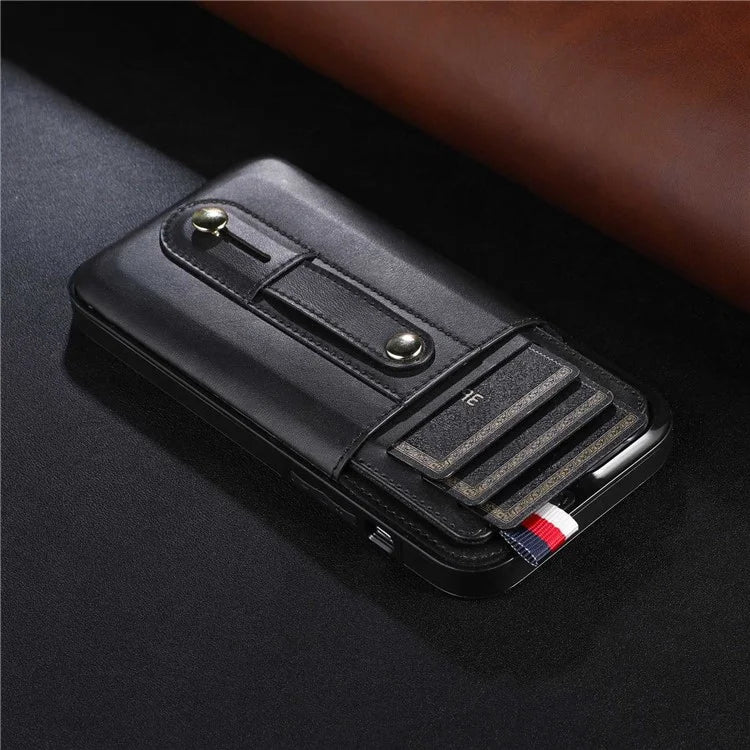 For iPhone 15 Pro Case Hand Strap Kickstand Phone Cover with Card Holder