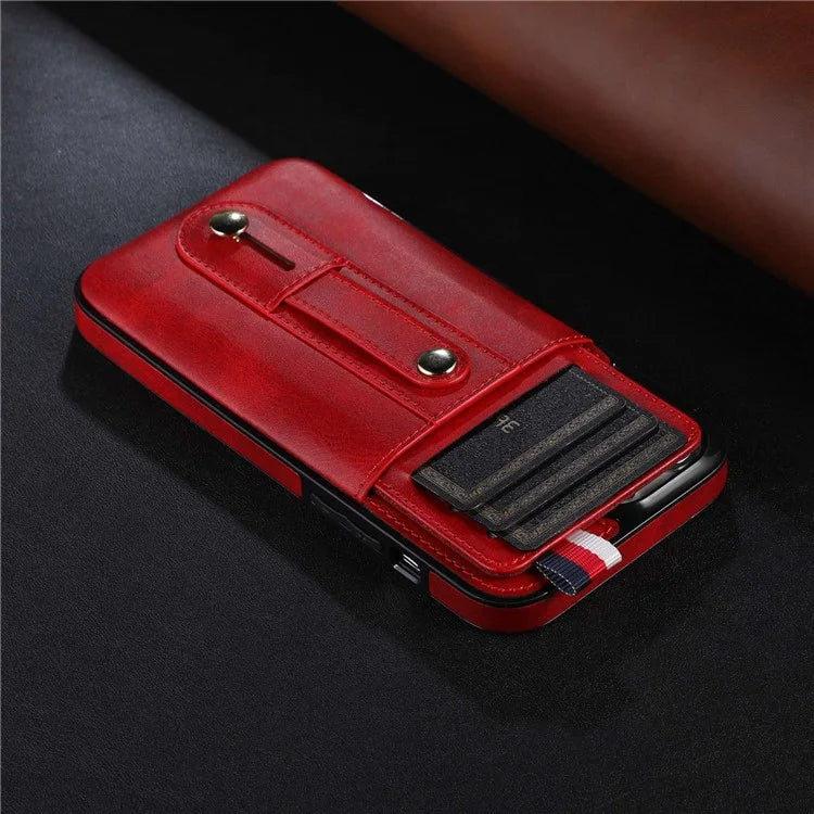 For iPhone 15 Pro Case Hand Strap Kickstand Phone Cover with Card Holder
