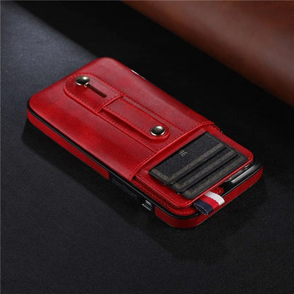 For iPhone 15 Pro Case Hand Strap Kickstand Phone Cover with Card Holder