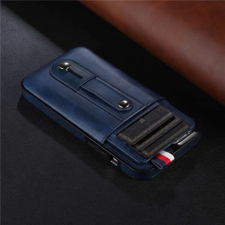 For iPhone 15 Pro Case Hand Strap Kickstand Phone Cover with Card Holder