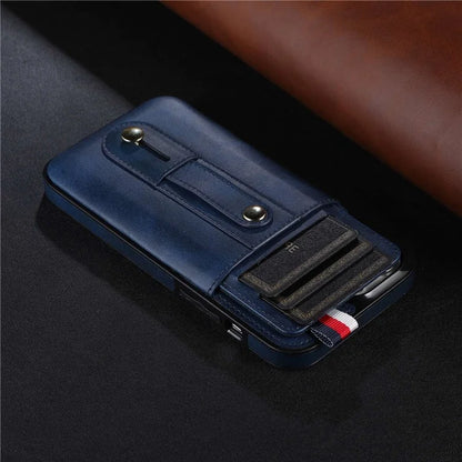 For iPhone 15 Pro Case Hand Strap Kickstand Phone Cover with Card Holder