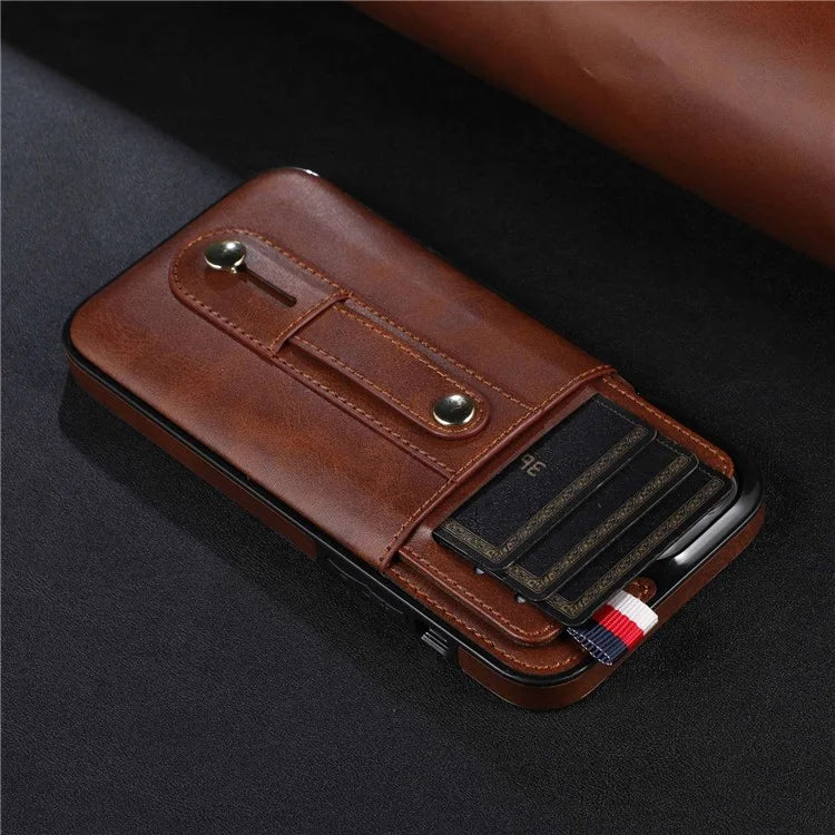 For iPhone 15 Pro Case Hand Strap Kickstand Phone Cover with Card Holder