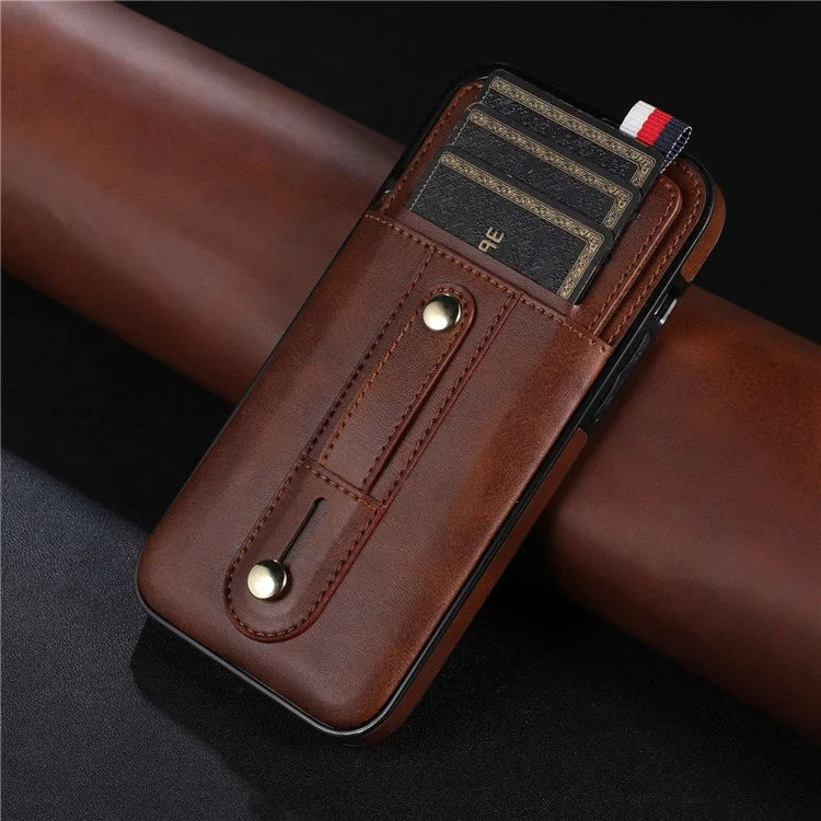 For iPhone 15 Pro Case Hand Strap Kickstand Phone Cover with Card Holder