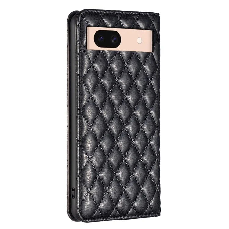 BINFEN COLOR BF Style-16 For Google Pixel 8a Case Rhombus Imprinted Stand Phone Cover