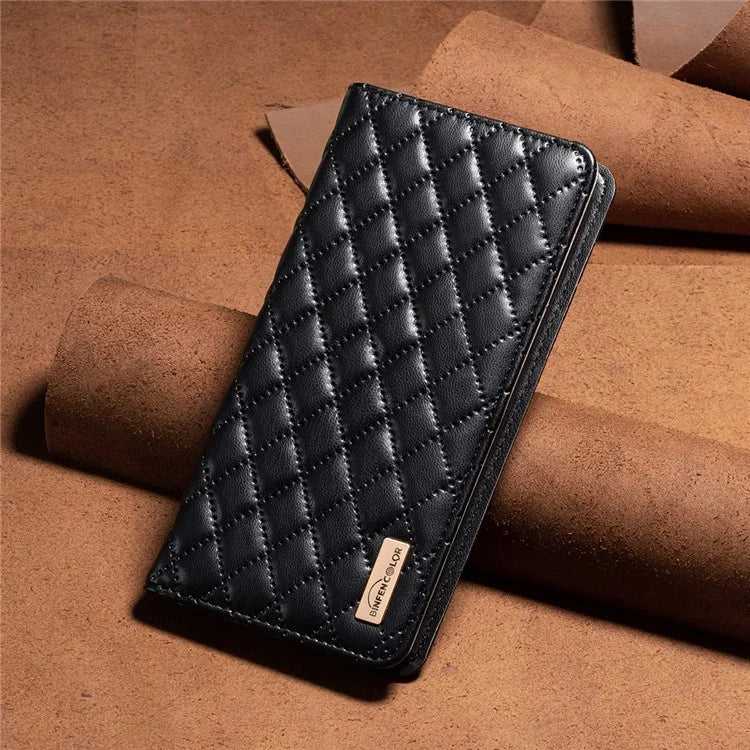 BINFEN COLOR BF Style-16 For Google Pixel 8a Case Rhombus Imprinted Stand Phone Cover