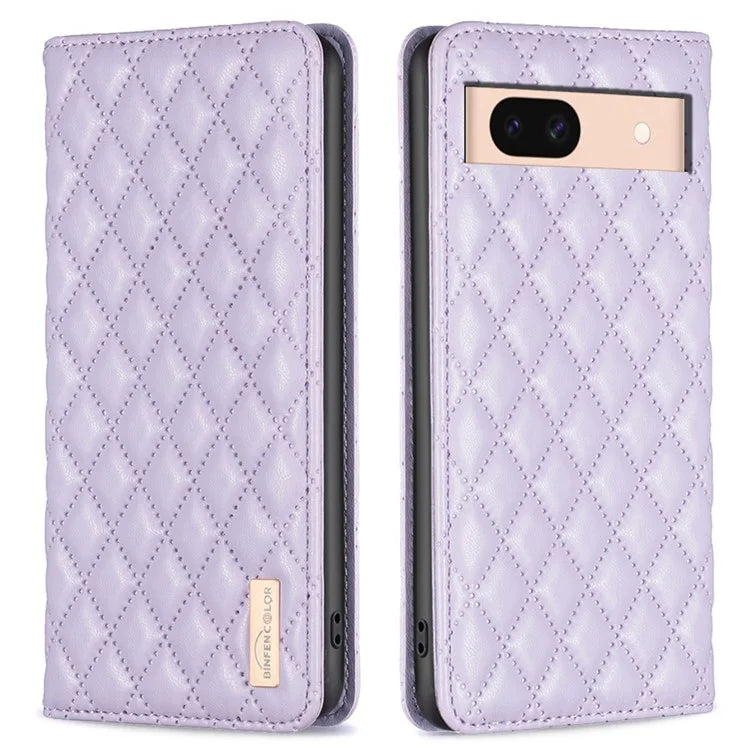 BINFEN COLOR BF Style-16 For Google Pixel 8a Case Rhombus Imprinted Stand Phone Cover