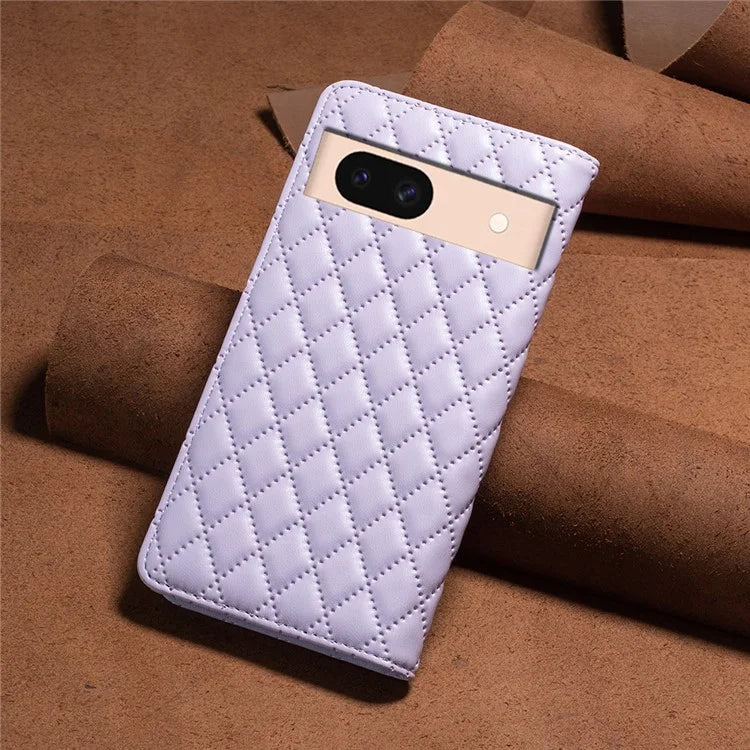BINFEN COLOR BF Style-16 For Google Pixel 8a Case Rhombus Imprinted Stand Phone Cover