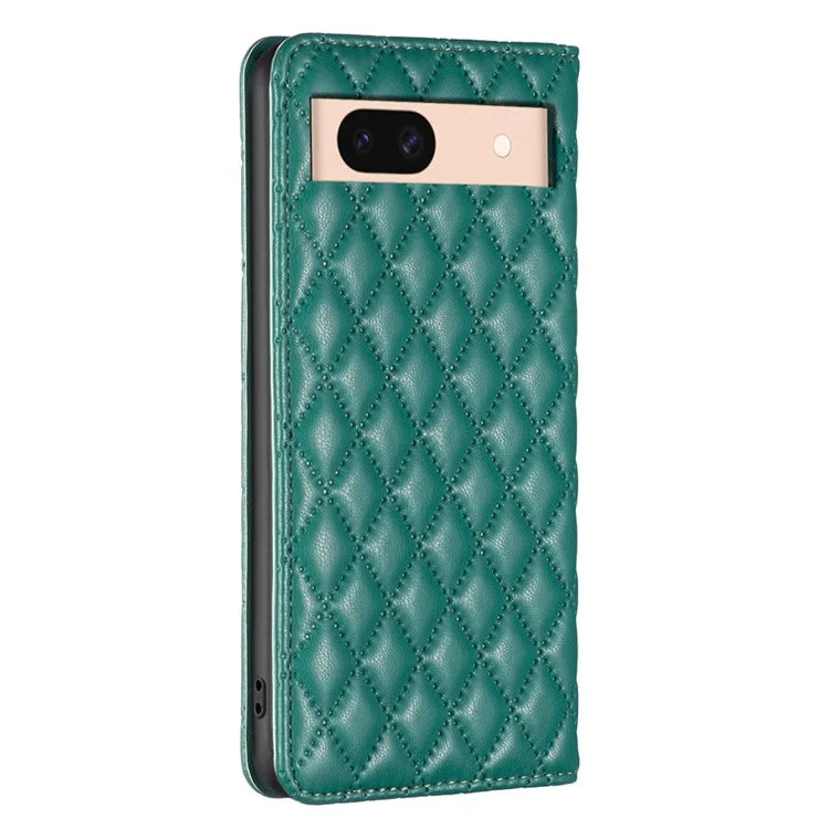 BINFEN COLOR BF Style-16 For Google Pixel 8a Case Rhombus Imprinted Stand Phone Cover
