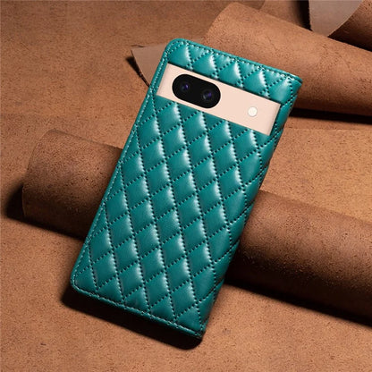 BINFEN COLOR BF Style-16 For Google Pixel 8a Case Rhombus Imprinted Stand Phone Cover