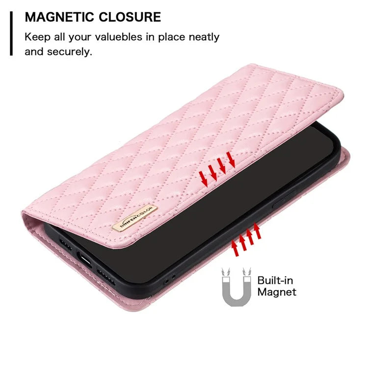 BINFEN COLOR BF Style-16 For Google Pixel 8a Case Rhombus Imprinted Stand Phone Cover