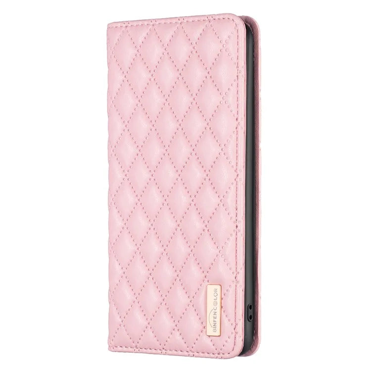 BINFEN COLOR BF Style-16 For Google Pixel 8a Case Rhombus Imprinted Stand Phone Cover