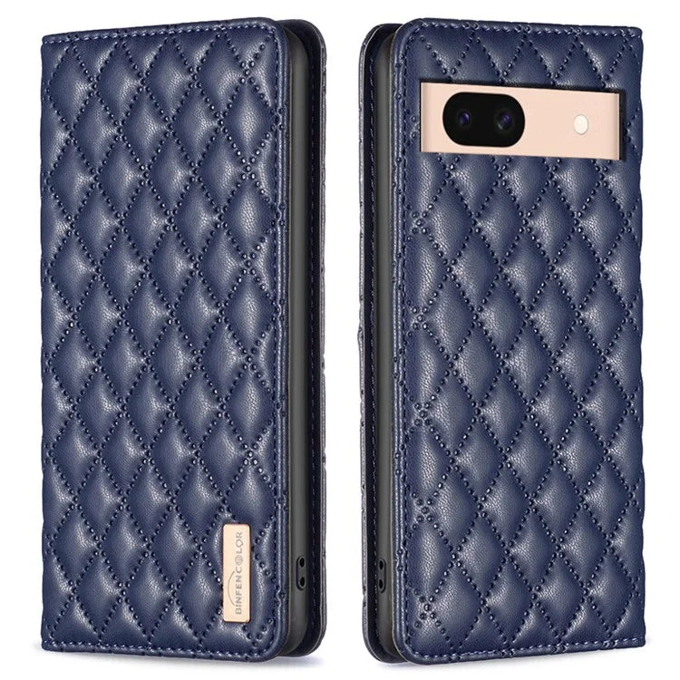 BINFEN COLOR BF Style-16 For Google Pixel 8a Case Rhombus Imprinted Stand Phone Cover