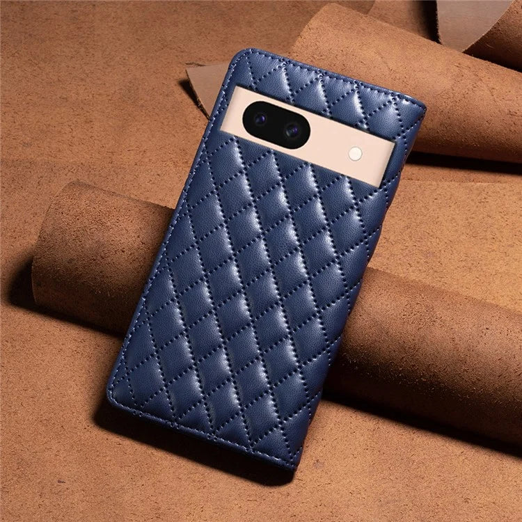 BINFEN COLOR BF Style-16 For Google Pixel 8a Case Rhombus Imprinted Stand Phone Cover