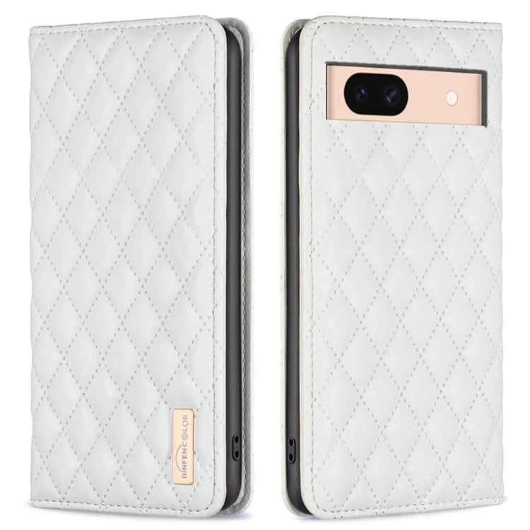 BINFEN COLOR BF Style-16 For Google Pixel 8a Case Rhombus Imprinted Stand Phone Cover