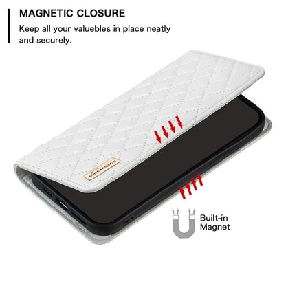 BINFEN COLOR BF Style-16 For Google Pixel 8a Case Rhombus Imprinted Stand Phone Cover