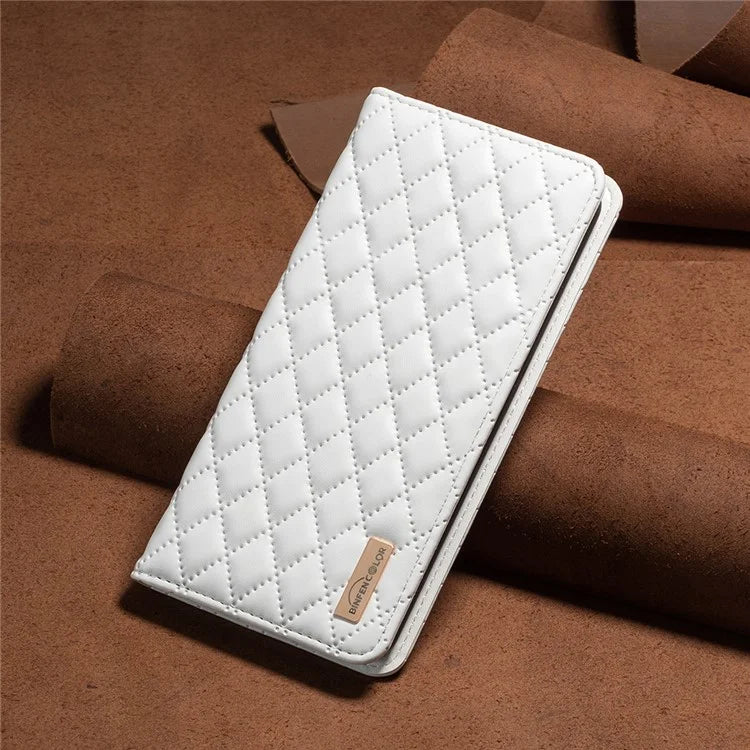 BINFEN COLOR BF Style-16 For Google Pixel 8a Case Rhombus Imprinted Stand Phone Cover