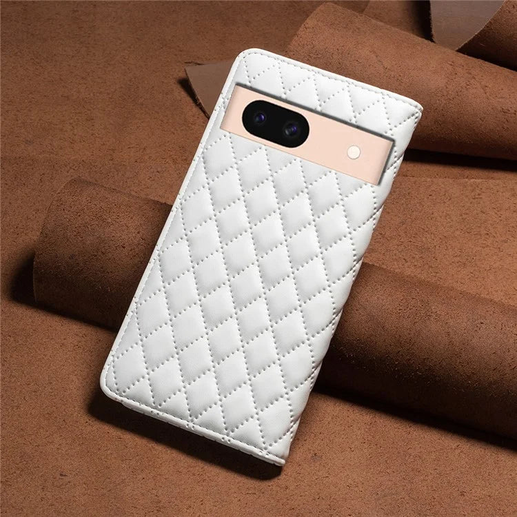 BINFEN COLOR BF Style-16 For Google Pixel 8a Case Rhombus Imprinted Stand Phone Cover