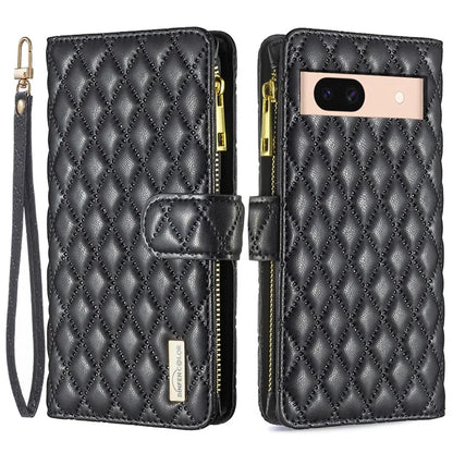 BINFEN COLOR BF Style-15 For Google Pixel 8a Case Zipper Wallet Leather Stand Cover